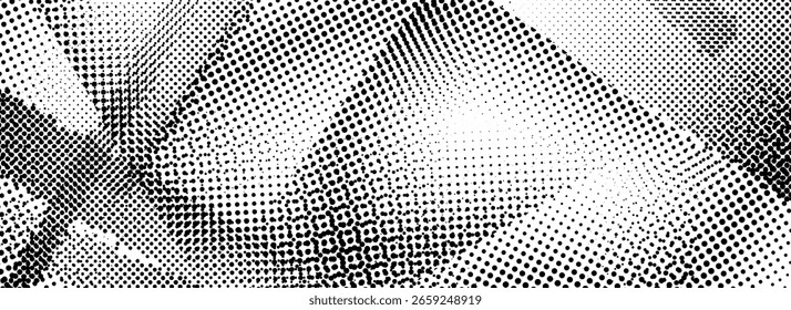 Textura de semitono de rasguño grunge áspero. Fondo de pintura sucia afligida. Fondo de Vector ragged Scuff. Superposición de píxeles defectuosa dañada. Fondo de pantalla punteado para el Anuncio, cartel, revista, folleto, volante