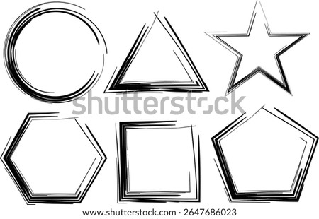Rough Grunge Sketch Geometric Frames Design Set