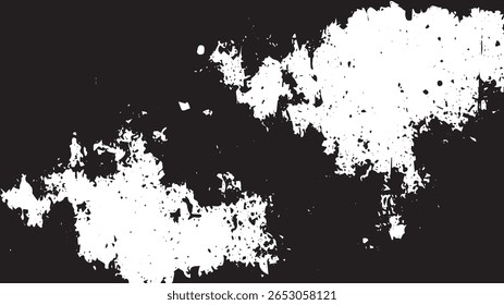Rough Grunge Splatter Texture, High-Contrast Black and White Abstract Distressed Overlay for Design Projects