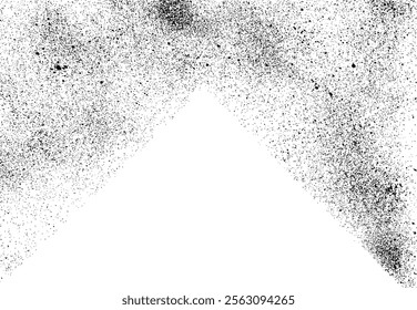 Rough grunge texture with triangular empty spaces. Flakes, cracks, scratches, irregular black spots. Vector illustration