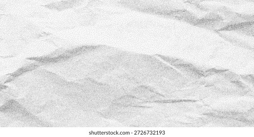 Superficie de papel blanco grunge áspero con suciedad dispersa, puntos de semitono ruidosos y pliegues angustiados. Un fondo de hoja aplastada que lleva fuertes marcas arenosas.