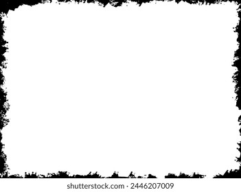 A rough, grunge-style black frame bordering a clean white central space, suitable for text or image overlay.