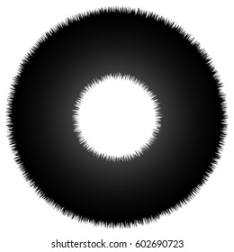 Rough grungy abstract circle element, circular distorted ring, donut shape