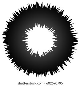 Rough grungy abstract circle element, circular distorted ring, donut shape