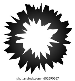 Rough grungy abstract circle element, circular distorted ring, donut shape