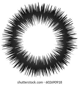 Rough grungy abstract circle element, circular distorted ring, donut shape