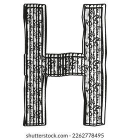 Rough grungy letter.Vector art font.