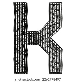 Rough grungy letter.Vector art font.