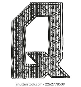 Rough grungy letter.Vector art font.
