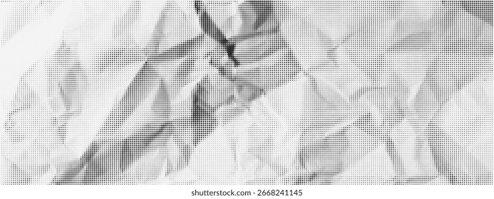 Rough Halftone Paper Texture with Vintage Dots and Torn Edges for Retro Posters or Grunge Collage Background. Vector.