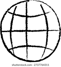 Rough Hand Drawn Grunge Global Grid Sketch Art