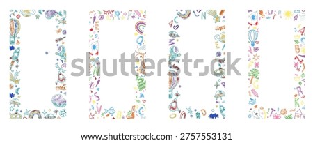 Rough hand drawn scribble frame inspired by kindergarten art. Kindergarten crayon frame perfect for baby cards and school themes.