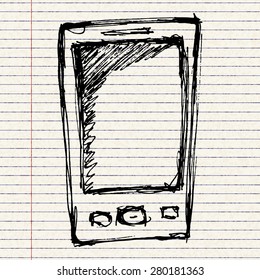Rough hand drawn sketch of a mobile phone