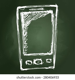 Rough hand drawn sketch of a mobile phone