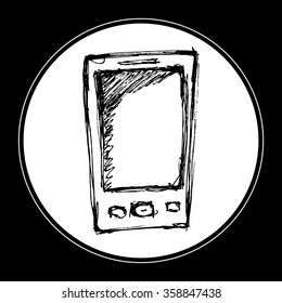 Rough hand drawn sketch of a mobile phone
