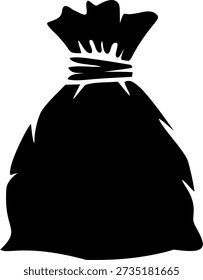 Grobe handgezeichnete Silhouette eines gebundenen Sackes.