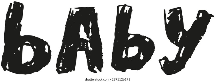 Rough hand-drawn with pencil single word Baby. Black vector text isolated on transparent background. Child-like font. Grunge design element - Powered by Shutterstock - Get 15% off with code: PIKWIZARD15