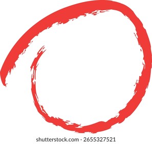 A rough, hand-drawn red circle with a textured brush stroke effect, isolated on a transparent background. - Powered by Shutterstock - Get 15% off with code: PIKWIZARD15