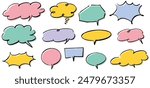 Rough hand-drawn speech bubble set.