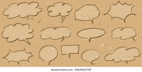 Rough hand-drawn speech bubble set.