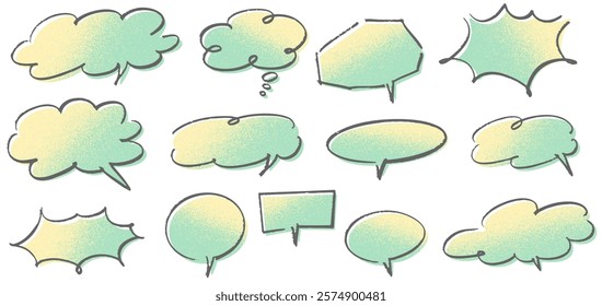 Rough hand-drawn speech bubble set.