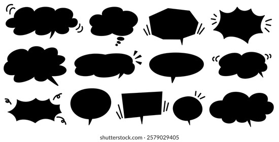 Rough hand-drawn speech bubble set.