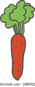 Ilustración de zanahoria dura pintada a mano naranja