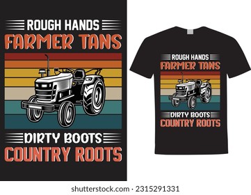 Rough hands farmer tans dirty boots country roots t-shirt design, vector file.
