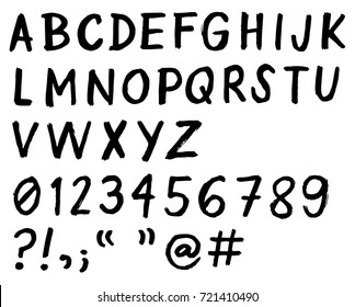 Rough handwritten marker alphabet letters