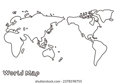 Rough handwritten monochrome world map