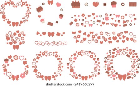 Corazones duros, flores y dulces marco rojo