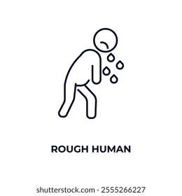 rough human outline icon. Linear vector from feelings concept. Thin line rough human icon isolated on white background
