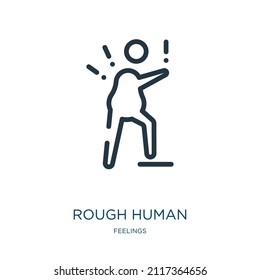 rough human thin line icon. rough, head linear icons from feelings concept isolated outline sign. Vector illustration symbol element for web design and apps.