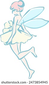 Rough illustration of a fairy looking back