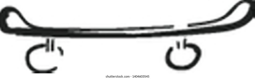 A rough illustration of a skateboard, vector, color drawing or illustration. 