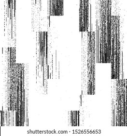 Rough, irregular texture composed of monochrome geometric elements. Overlay distressed grunge background. Abstract vector illustration. Isolated on white background. EPS10