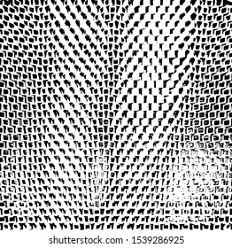 Rough, irregular texture composed of monochrome geometric elements. Overlay distressed grunge background. Abstract vector illustration. Isolated on white background. EPS10