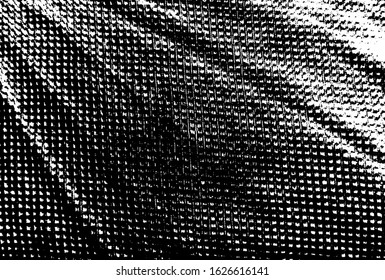 Rough, irregular texture composed of monochrome geometric elements. Overlay distressed grunge background. Abstract vector illustration. Isolated on white background. EPS10