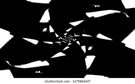 Rough, irregular texture composed of monochrome geometric elements. Overlay distressed grunge background. Abstract vector illustration. Isolated on white background. EPS10