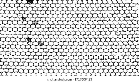 Rough, irregular texture composed of monochrome geometric elements. Overlay distressed grunge background. Abstract vector illustration. Isolated on white background. EPS10