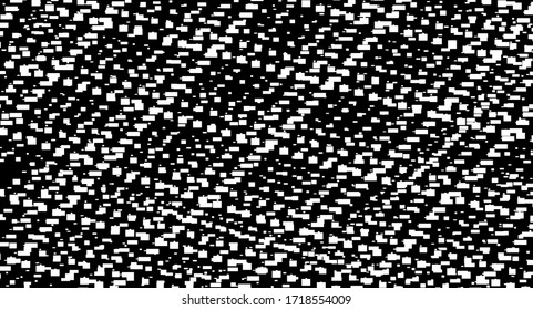 Rough, irregular texture composed of monochrome geometric elements. Overlay distressed grunge background. Abstract vector illustration. Isolated on white background. EPS10