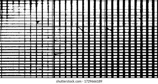 Rough, irregular texture composed of monochrome geometric elements. Overlay distressed grunge background. Abstract vector illustration. Isolated on white background. EPS10