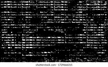 Textura rígida e irregular compuesta de elementos geométricos monocromos. Superponer el fondo gris angustiado. Ilustración del vector abstracto. Aislado sobre fondo blanco. EPS10