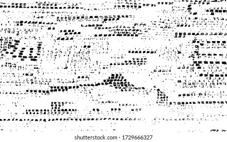 Rough, irregular texture composed of monochrome geometric elements. Overlay distressed grunge background. Abstract vector illustration. Isolated on white background. EPS10
