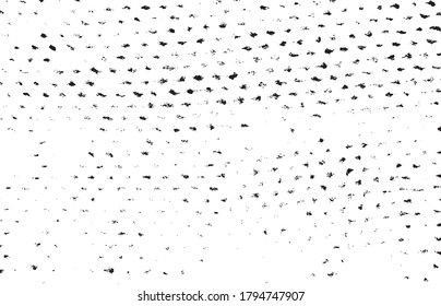 Rough, irregular texture composed of monochrome geometric elements. Overlay distressed grunge background. Abstract vector illustration. Isolated on white background. EPS10