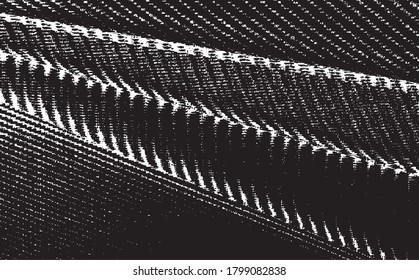 Rough, irregular texture composed of monochrome geometric elements. Overlay distressed grunge background. Abstract vector illustration. Isolated on white background. EPS10