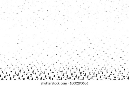 Rough, irregular texture composed of monochrome geometric elements. Overlay distressed grunge background. Abstract vector illustration. Isolated on white background. EPS10