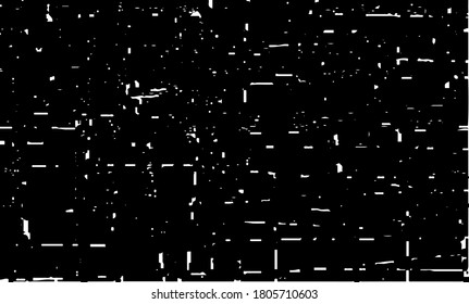 Reiche, unregelmäßige Textur aus monochromen geometrischen Elementen. Overlay bedrückter brüchiger Hintergrund. Abstrakte Vektorgrafik. Einzeln auf weißem Hintergrund. EPS10