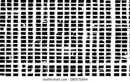 Rough, irregular texture composed of monochrome geometric elements. Overlay distressed grunge background. Abstract vector illustration. Isolated on white background. EPS10