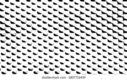 Rough, irregular texture composed of monochrome geometric elements. Overlay distressed grunge background. Abstract vector illustration. Isolated on white background. EPS10